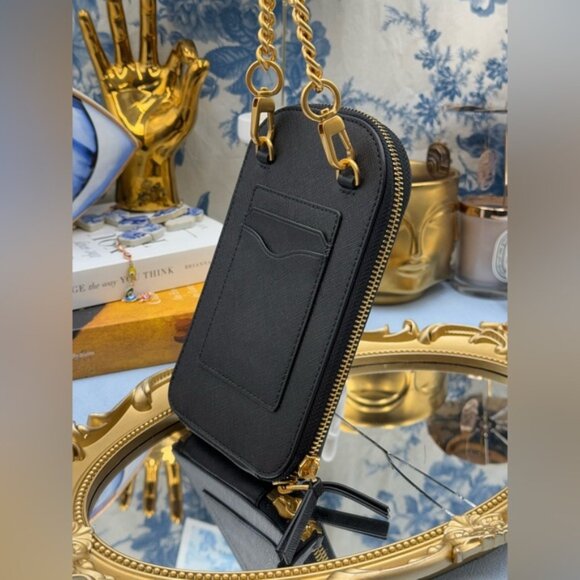 🆕 TORY BURCH 🧿 NWOT Emerson Phone Crossbody, Black, Gold Chain - AUTHENTICATED - Picture 8 of 16